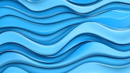 Poster - Wavy patterns in varying shades of blue create a soothing and dynamic abstract design reminiscent of water.