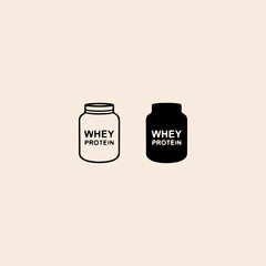 Wall Mural - whey protein bottle icon flat vector design. 