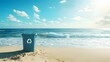 © Nipawan - Recycling Bin on Clean Ocean Shore Promoting Environmental Responsibility