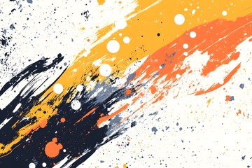 Poster - Abstract Orange Yellow Blue Brushstrokes Paint Texture Background