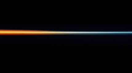 Poster - Abstract glowing orange and blue light streak on black background.