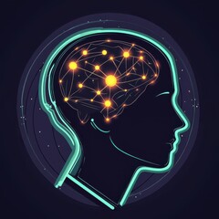 Poster - A conceptual illustration of a human brain with glowing connections, representing creativity and intelligence.