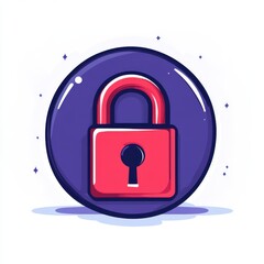 Poster - Colorful digital illustration of a red padlock symbolizing security and privacy.