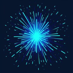 Poster - Abstract blue burst with dynamic rays radiating from a central point, creating a vibrant visual effect.
