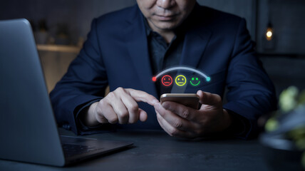 Aufkleber - Customer Satisfaction Survey Concept Showing Users Rating Their Service Experiences Through An Online Application