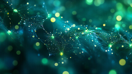 Poster - Colorful abstract design featuring glowing particles and intricate lines