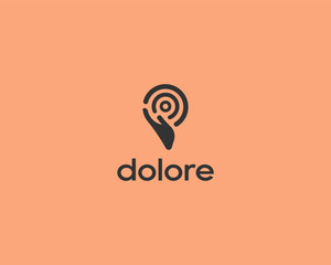 Poster - Abstract target in hand logo. Creative dartboard goal minimalist style vector logotype. Focus or pointer symbol.