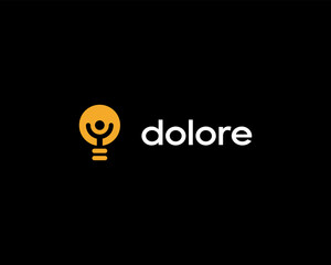 Poster - Abstract bulb and human in negative space flat logotype. Creative idea insight vector sign. Genius innovation symbol.
