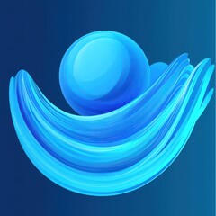 Poster - Abstract blue composition with spherical shapes and flowing lines creating a tranquil, modern aesthetic.