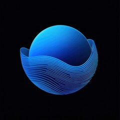 Poster - A mesmerizing blue sphere enveloped by smooth, flowing lines creates a serene digital design.