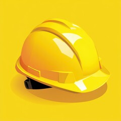 Wall Mural - A bright yellow hard hat resting against a vibrant yellow background, symbolizing safety and construction.