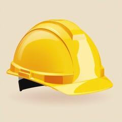 Wall Mural - Detailed image of a bright yellow construction hard hat on a neutral background.