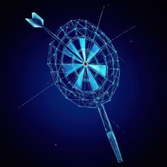 Sticker - A futuristic dartboard and arrow illustration showcasing precision and skill in a digital design.