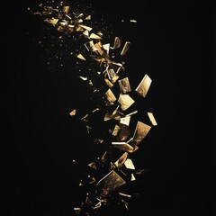 Poster - A mesmerizing cascade of shattered golden fragments against a dark backdrop.