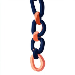 Poster - Colorful abstract chain links featuring various shades of blue and coral.