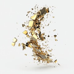 Wall Mural - Dynamic explosion of golden shards creating an abstract, futuristic visual.