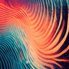 Poster - Vibrant abstract waves in reds, oranges, and blues creating a dynamic visual flow.