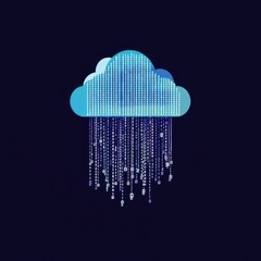 Poster - Digital cloud with binary rain and padlocks, representing cybersecurity and data protection.
