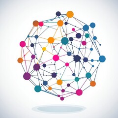 Poster - Abstract network illustration with colorful nodes and interconnected lines, showcasing a digital concept.