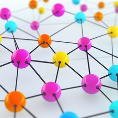 Poster - Colorful molecular structure showcasing vibrant spheres interconnected by black lines.