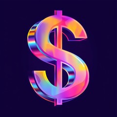 Poster - A vibrant, iridescent dollar sign, glowing with rainbow colors against a dark background.