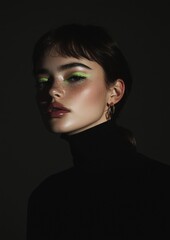 Wall Mural - A woman with green eyes and green eyeliner