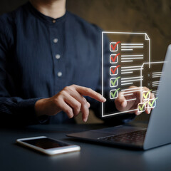 Aufkleber - Illustration of Four Check Marks on a Checklist Indicating Completion of Tasks or Filling Online Forms Successfully