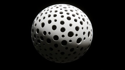 Poster - A sleek, white sphere with multiple perforated holes, creating an intriguing visual effect against a black background.