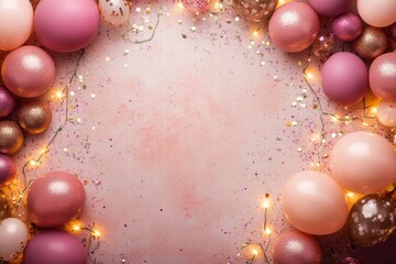 Poster - Festive celebration background with colorful balloons, confetti, and twinkling party lights perfect for any occasion. Generative AI