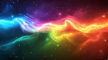 Aufkleber - Vibrant rainbow nebula swirls in dark space.