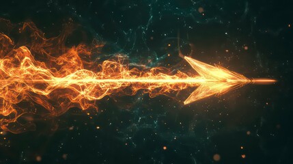 Aufkleber - Fiery arrow speeding through dark space, symbolizes fast progress, success, and ambition.