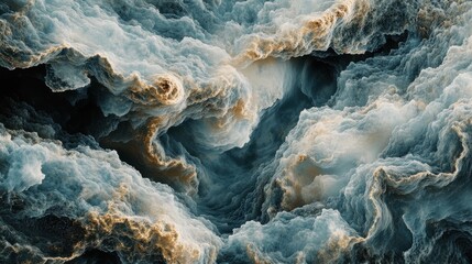 Poster - Abstract swirling clouds in shades of blue and gold, evoking a sense of depth and movement.