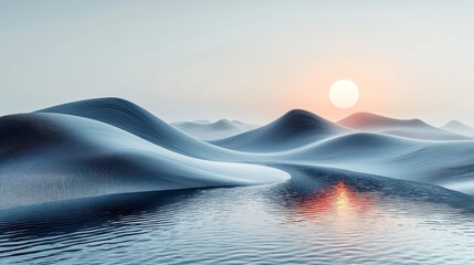 Canvas Print - Misty dunes at sunrise.