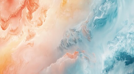 Poster - Abstract art with swirling pastel orange and blue hues.