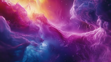 Poster - A vibrant abstract representation of a cosmic nebula with swirling colors of purple, pink, and orange.