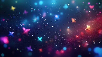 Poster - A vibrant explosion of colorful stars and particles on a dark background, creating a magical atmosphere.