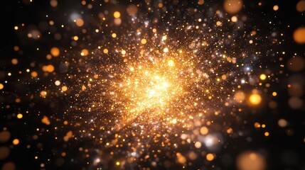 Poster - A mesmerizing cosmic explosion of golden and white particles against a dark background.