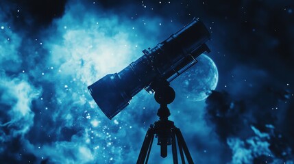 Wall Mural - a stunning telescope poised against a starry night sky, capturing the wonder of the cosmos.