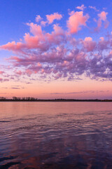 Wall Mural - the sky is pink and the clouds are white