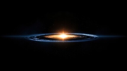 Wall Mural - a black and white photo of a star with a bright orange sun in the center