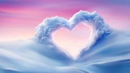 Canvas Print - A heart shaped ice formation in the middle of a snowy landscape