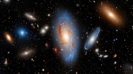Wall Mural - a black and white photo of a galaxy with a bright yellow star in the middle
