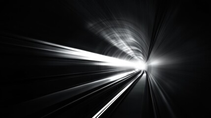 Poster - A dynamic view of a tunnel with blurring lights leading to a bright exit, creating a sense of speed.