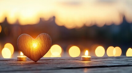 Canvas Print - A wooden heart sitting on top of a wooden table