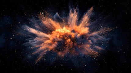 Poster - Vibrant explosion of cosmic colors in a dark space background, showcasing ethereal beauty and energy.