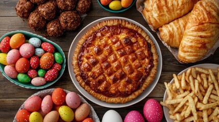 Poster - A table topped with lots of different types of food