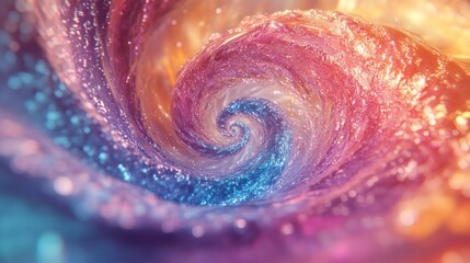 Poster - A mesmerizing swirl of shimmering colors, featuring vibrant pinks, blues, and golds captivating the viewer's gaze.