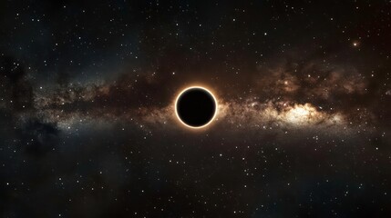 Poster - A black hole in the center of the Milky Way galaxy, surrounded by stars and cosmic dust.
