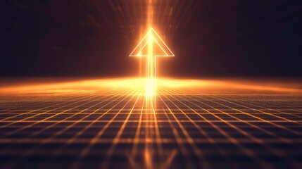 Poster - Glowing upward arrow on grid, symbolizing growth, progress, and success.