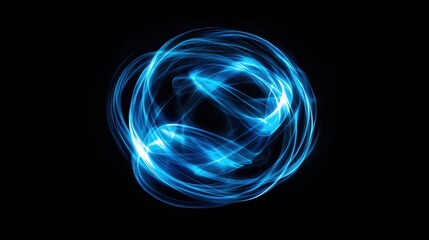 Poster - Abstract blue light swirl on a black background, representing energy and movement.